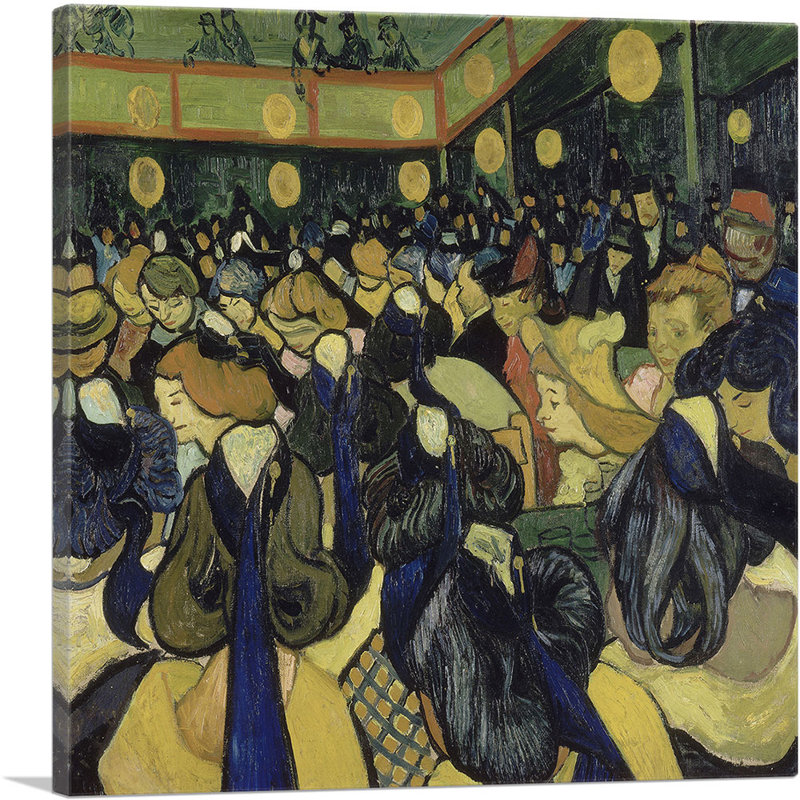 «The Dance Hall in Arles 1888» par Vincent Van Gogh, reproduction d'art sur toile tendue, H 36 po x l 36 po x P 1,5 po