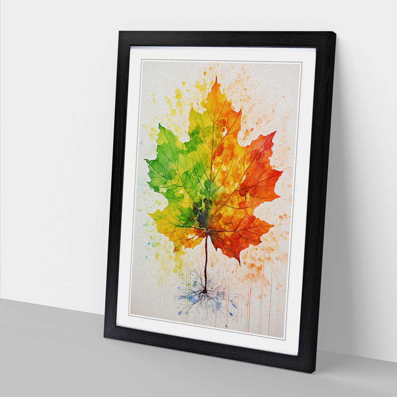 Leaf Gestural No.2 - Framed Print, Black, 46cm H x 34cm W x 2cm D