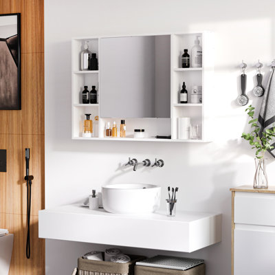 Armoire à pharmacie murale avec miroir simple pour salle de bain l 39,25 po x H 27,5 po Latitude Run®