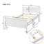 Structure de lit simple en bois massif avec tête de lit et plateforme blanche