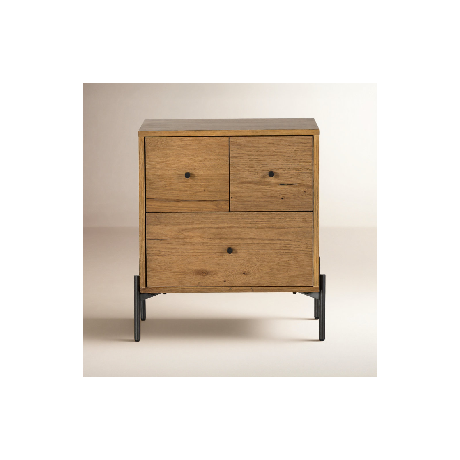 Aceton 3 - Drawer Nightstand, Amber Oak Resin