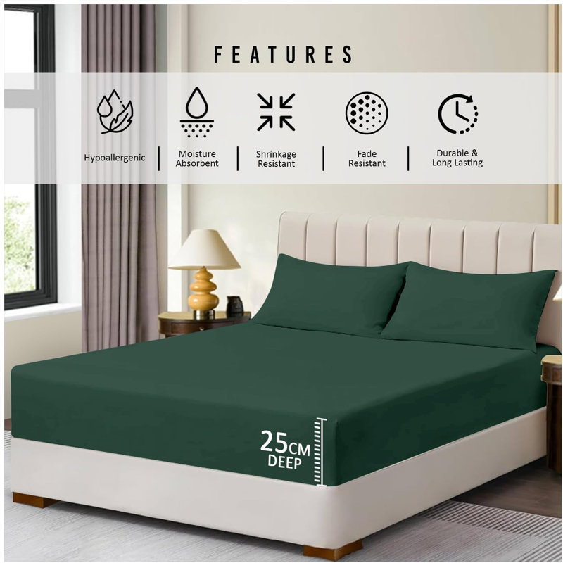 Super Dreamer Fitted Sheet Solid Colour - Polyester Single Double King Size Machine Washable High Quality Yarn Bed Set