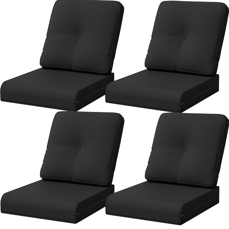  Adwin Outdoor 4"Deep Seat Cushion Set With Olefin Fabric,6 Colors Available(Set of 4), Black, 4