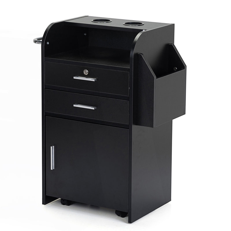 Armoire de beauté moderne avec 2 tiroirs et 2 supports pour sèche-cheveux