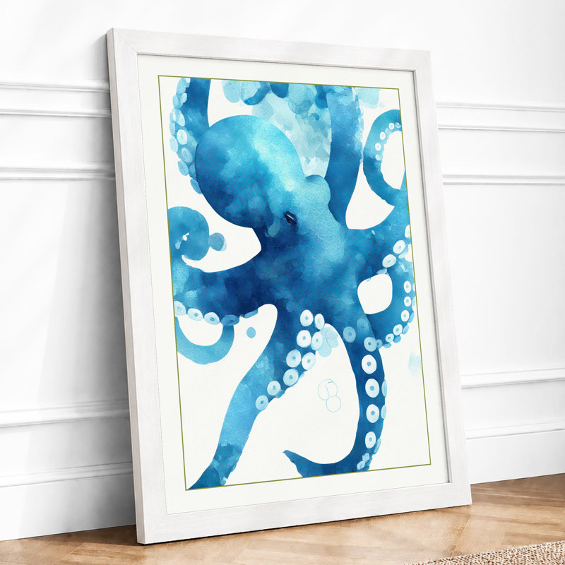 Flowing Octopus Coastal - Print, A1 - 84.1 x 59.4 cm, White