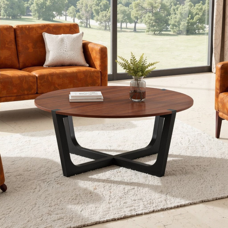 Table basse en bois d'acacia massif | Finition brune et noire, mobilier de salon moderne