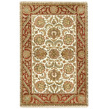 Hand Knotted Wool Area Rug in Ivory And Red