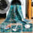 Machine Washable Indoor&Outdoor Area Rug Non-Slip Backing Green Vintage Low Pile Rug for Living Room Bedroom Dorm Hotel-1195937822