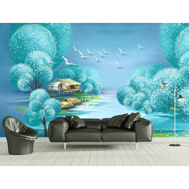 Murale à peindre, paysage de forêt, L 4,08 pi x l 6,25 pi
