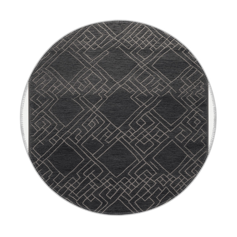 Tapis gris intérieur et extérieur Trellis, Rond 5 pi