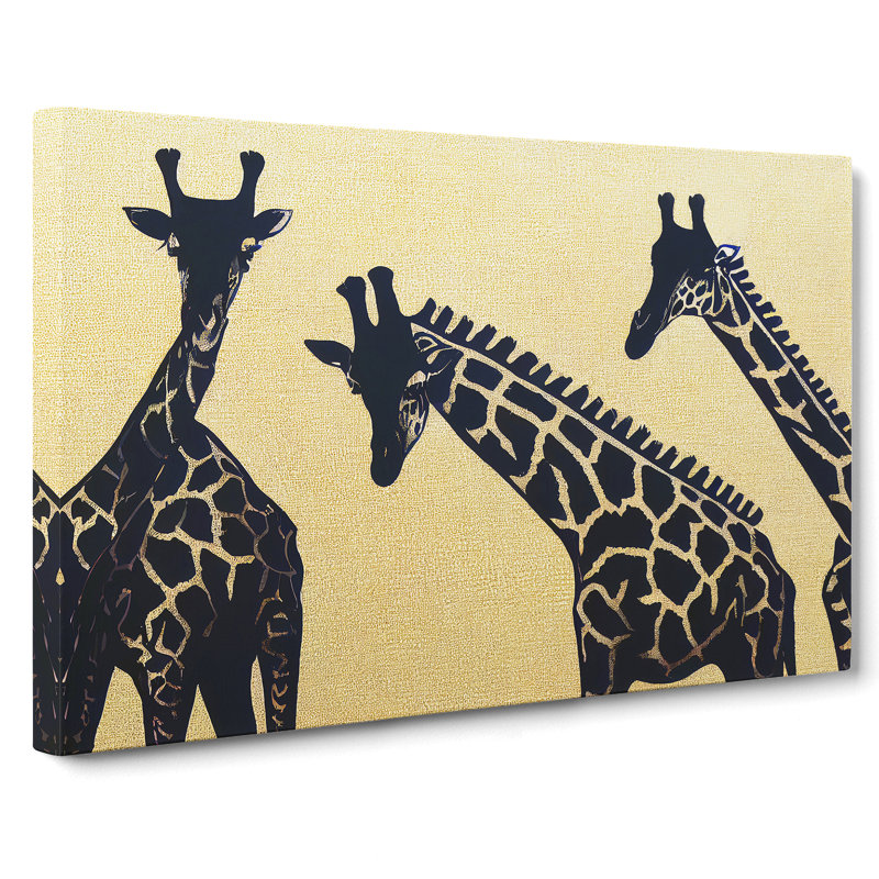 Trio of Giraffes Abstract - Wrapped Canvas, 35cm H x 50cm W x 3cm D