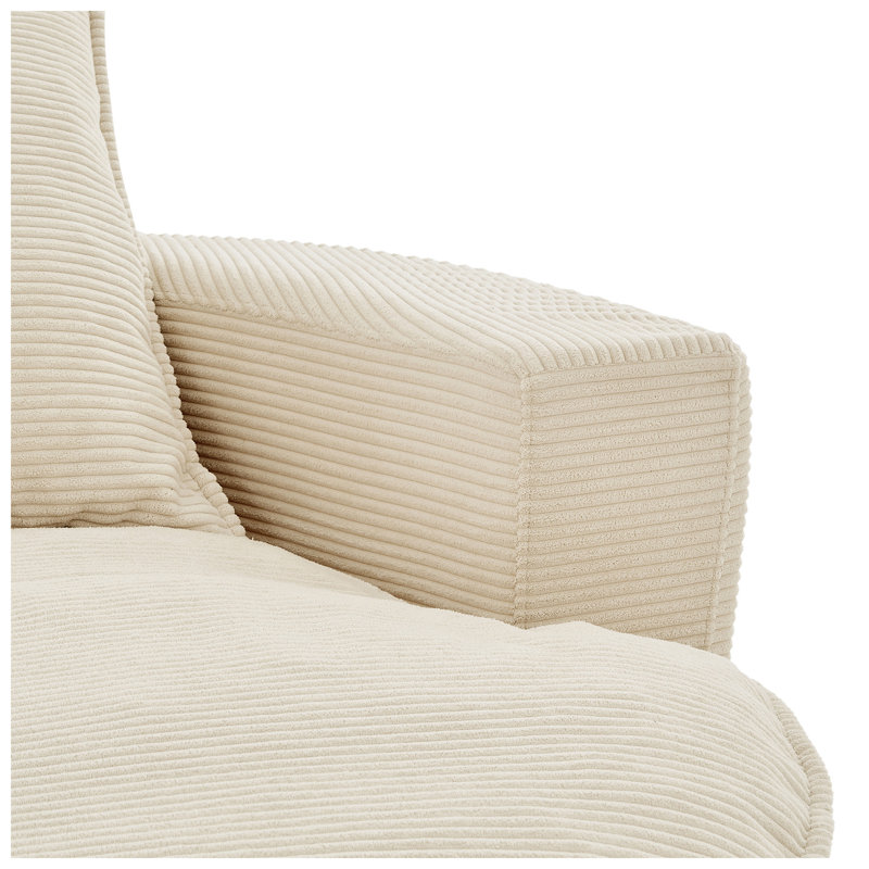 Fauteuil demi-tonneau en velours côtelé l 57,5 po x P 56,5 po x H 35,25 po Omni