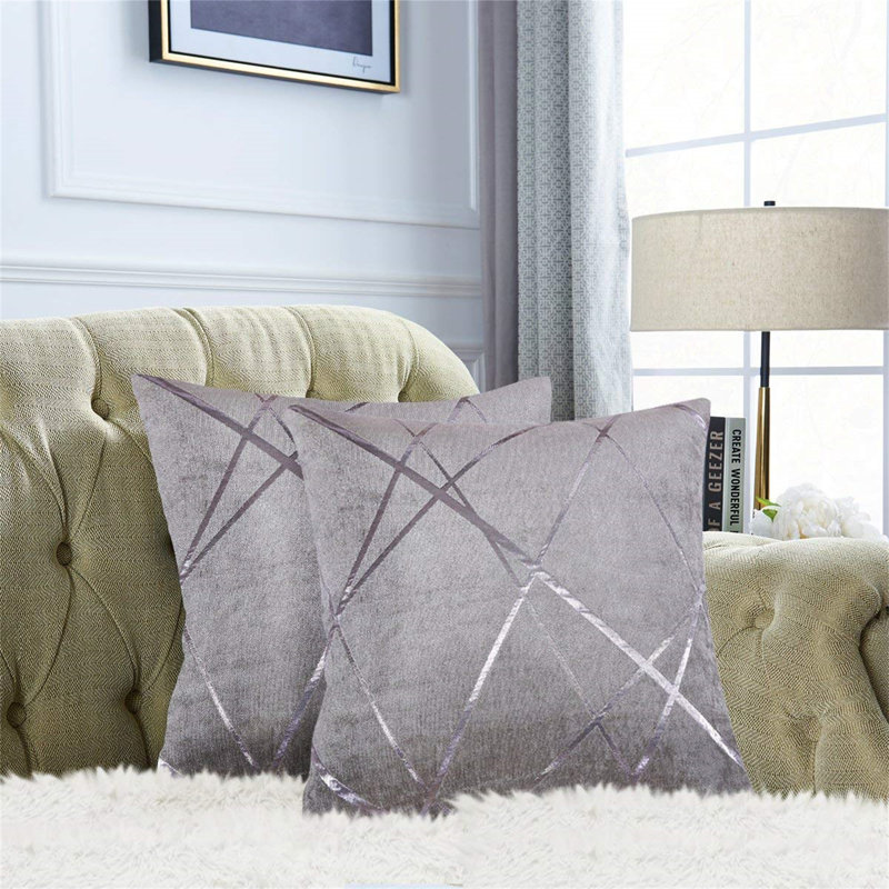 Aydrik Square Cushion Cover, 45.72cm H x 45.72cm W, Silver Grey