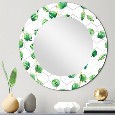 Feuilles vertes tropicales Patern - miroir mural tropical