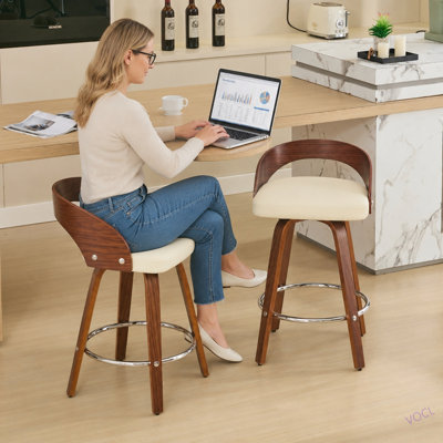 Ensemble de 2 tabourets de bar, tabourets pivotants à dossier bas, chaises de bar avec coussin moelleux, siège d'une hauteur de 25 po (hauteur du comptoir de 25 po)