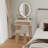Barther Vanity Table Set with Adjustable Brightness Mirror and Cushioned Stool