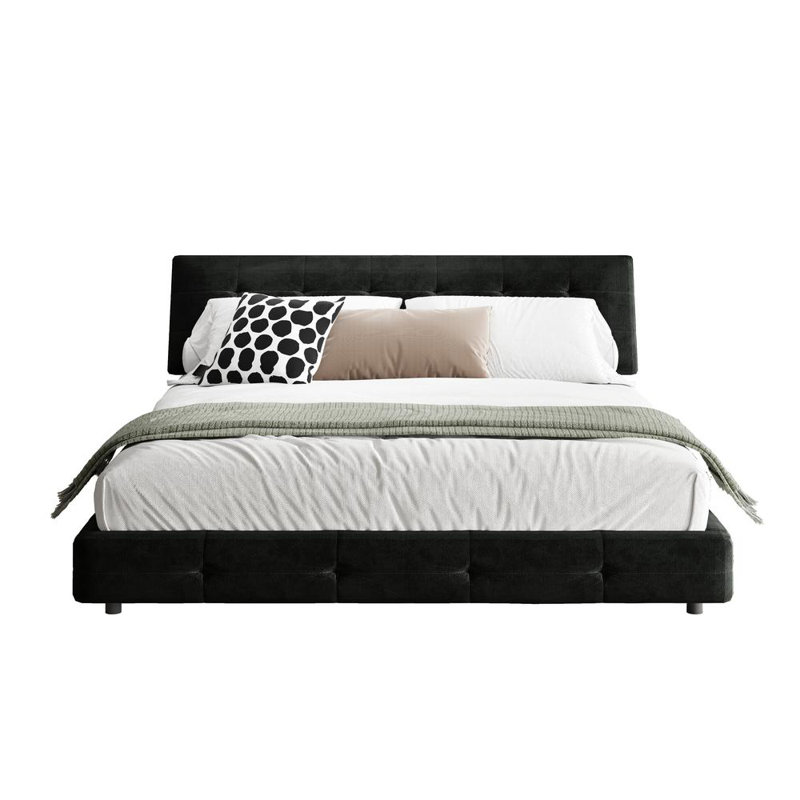Upholstered Platform Bed Frame With Tufted Headboard