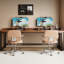 Bureau rectangulaire en bois massif brun clair-118614548-118614552