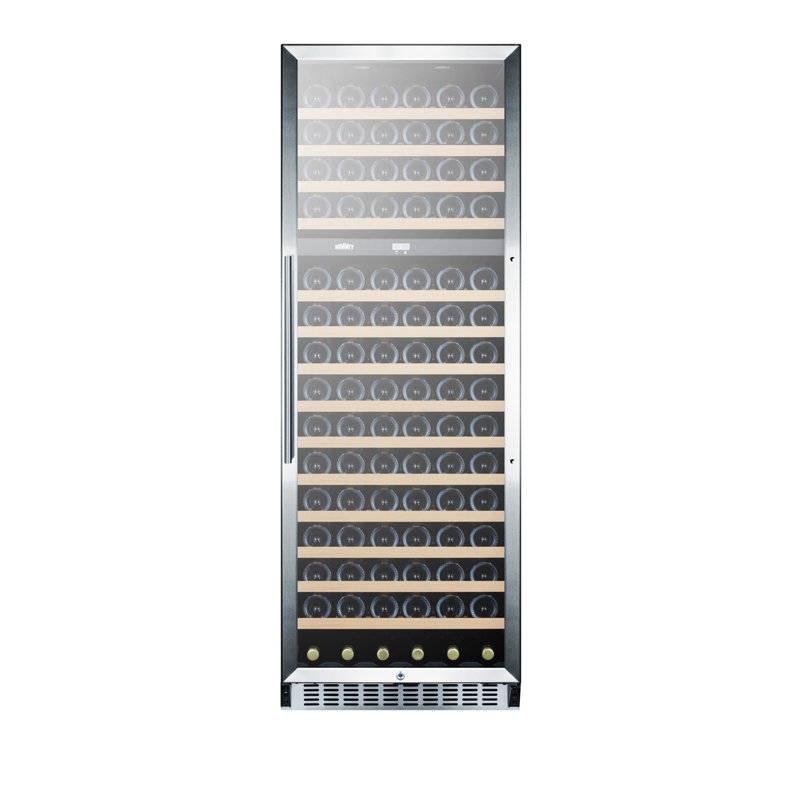 Summit 160 Bottle Black Dual Zone Wine Refrigerator with Glass Door
