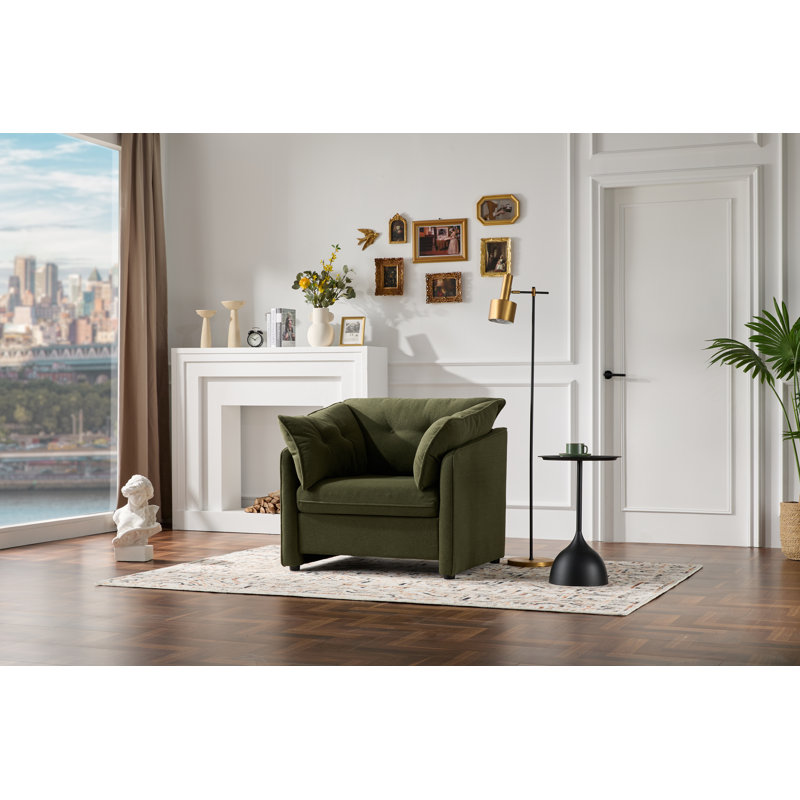 Fauteuil moderne surdimensionné en chenille, Chenille verte