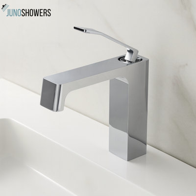 Juno Chrome Finish Commercial Gold Single Handle Waterfall Bathroom Faucet