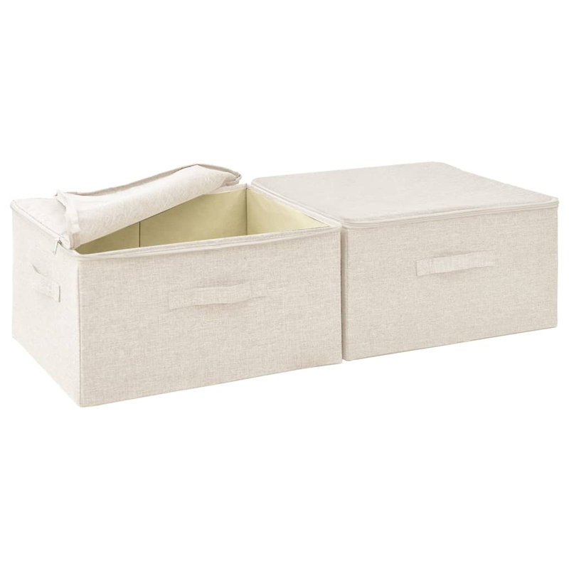 vidaXL Storage Box Polyester Medium Foldable, White