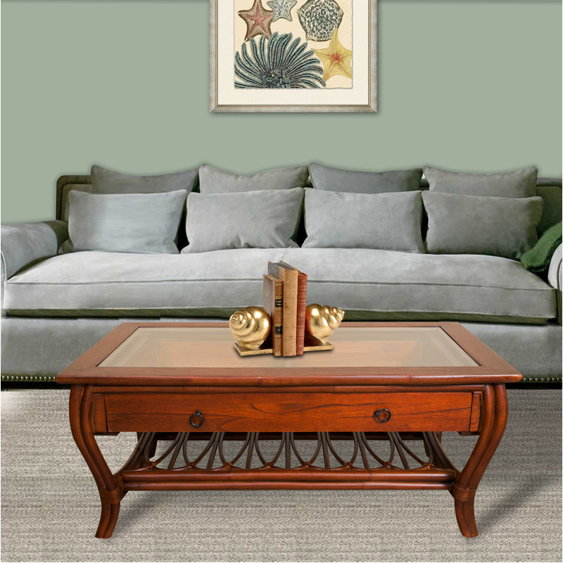 Table basse Burien avec verre / tiroir