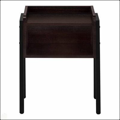 Table d'appoint moderne à 2 niveaux avec rangement, parfaite pour le salon et la chambre à coucher, finition espresso foncé, pieds réglables