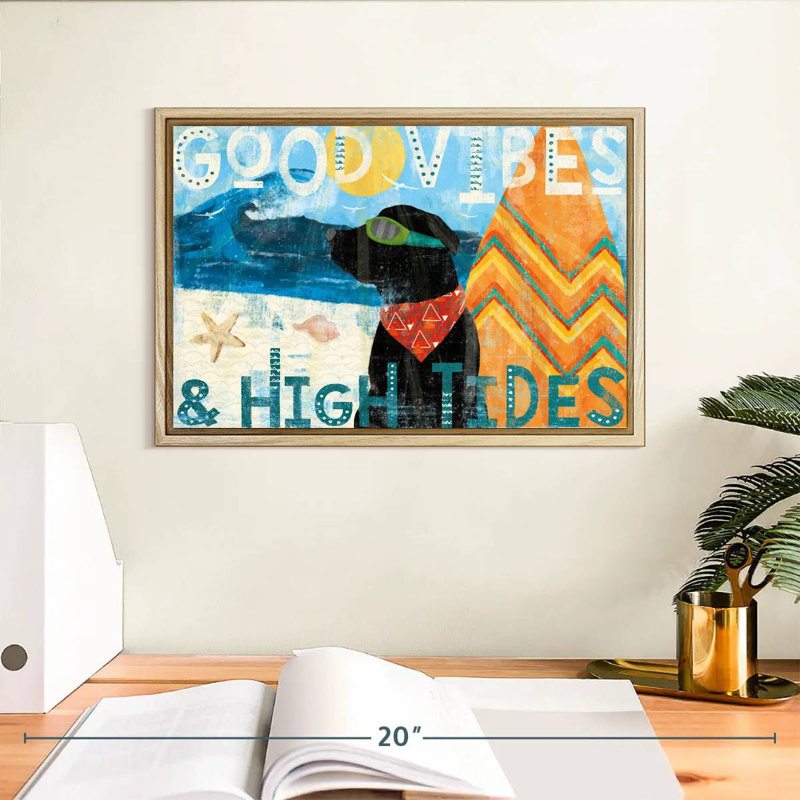 Good Vibes II, Cadre flottant en bois naturel, 13 po x 9 po