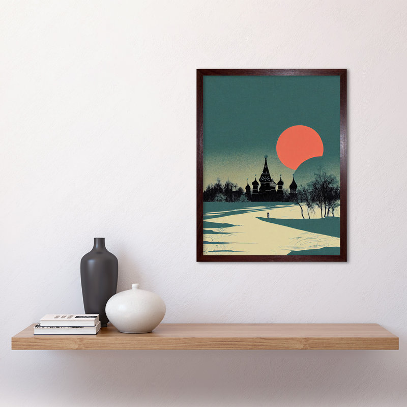 Winter Sun Orthodox Church Kiev Ukraine - Rectangle Print, 43cm H x 33cm W x 2cm D, Brown Framed Paper