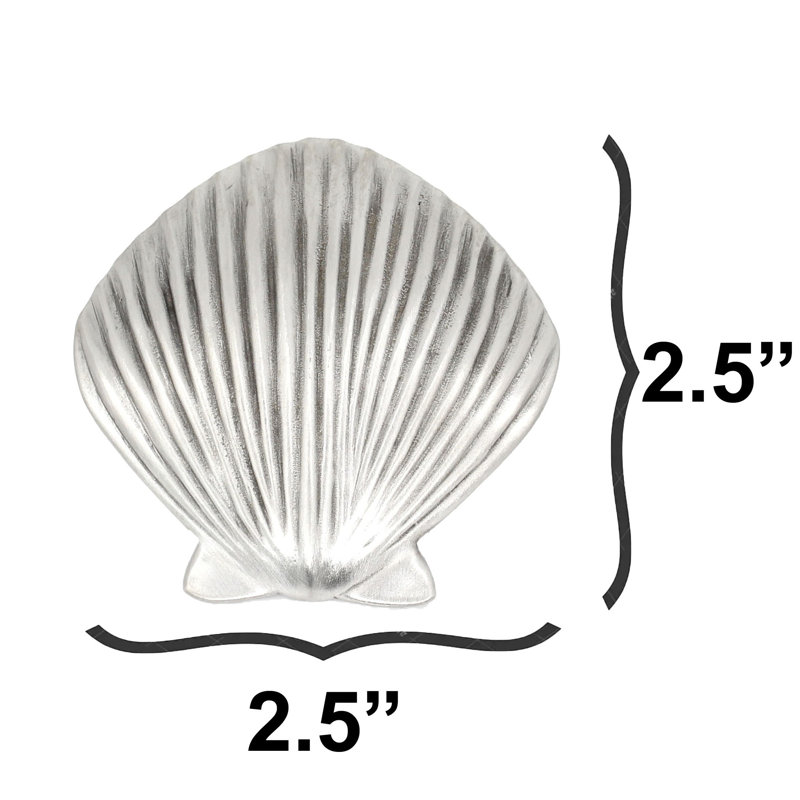 Grand bouton coquillage, Nickel brossé, L 2,5 po x l 2,5 po, 1