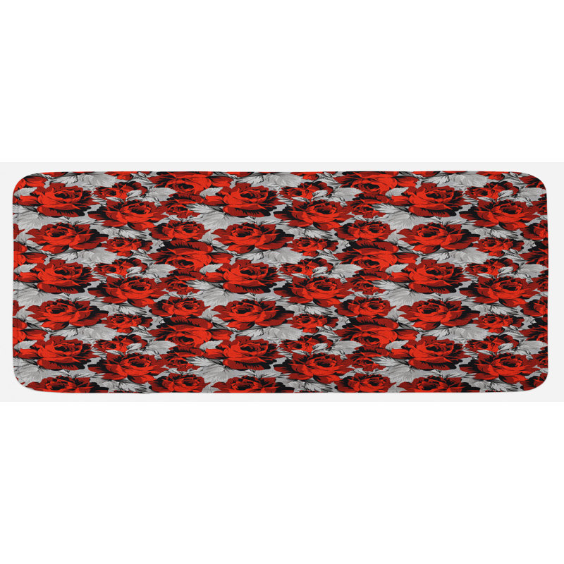 Tapis de cuisine rose avec motif de pétales roses