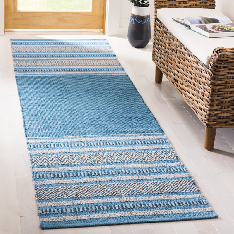 Bokara Hills Hand Woven Cotton Striped Rug, Runner 2'6" x 12'