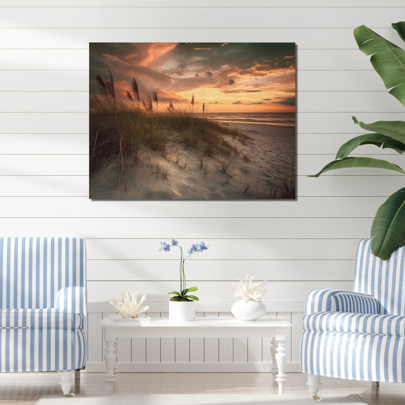 " Sandy Sunset I ", Wrapped Canvas, 12" H x 20" W x 1" D