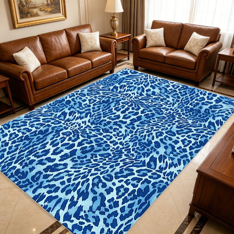 Cool Blue Leopard carpet-easy to clean, machine-washable, soft and comfortable; suitable for door mats, kitchens, living rooms, bedrooms, corridors, and laundry areas. Easy to clean, durable carpet for home decoration.