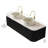 DINA 60" Bathroom Vanity&Sinks, Floating Curved Edges Striped Storage Cabinet with 2 Drawers, 2 Matte Stone White Round Ceramic Basins&Carrara White Sintered Stone Top, Pre-assembled, Black Color -1287630705