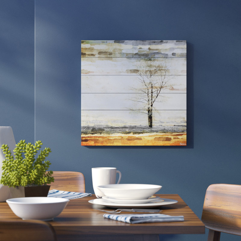 «Lone Tree» par Parvez Taj - impression sur bois, H 32 po x l 32 po x P 1,5 po