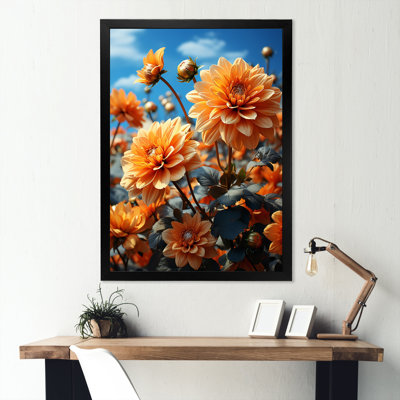 Madellyne, art bleu mexicain orange et tournesols mexicains I - impression