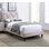 Lit simple avec tête de lit ajustable 1 pièce, mobilier de chambre en velours rose clair pour les jeunes