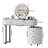Minimalist Dressing Table With Detachable Round Mirror, Triple - Color Lighting For Facial Details, Three Drawer Storage On Main And Side, Reversible Side Cabinet, Adjustable To Bedroom Layout, White