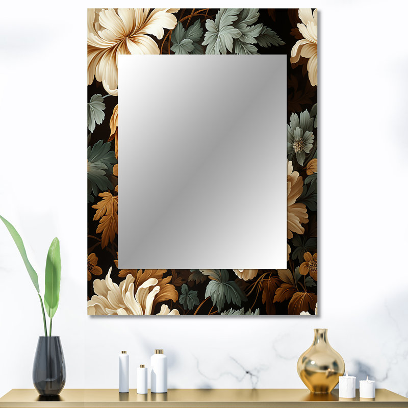 Motif victorien élégant de brocart Kemp rustique - miroir floral, 40 po x 30 po