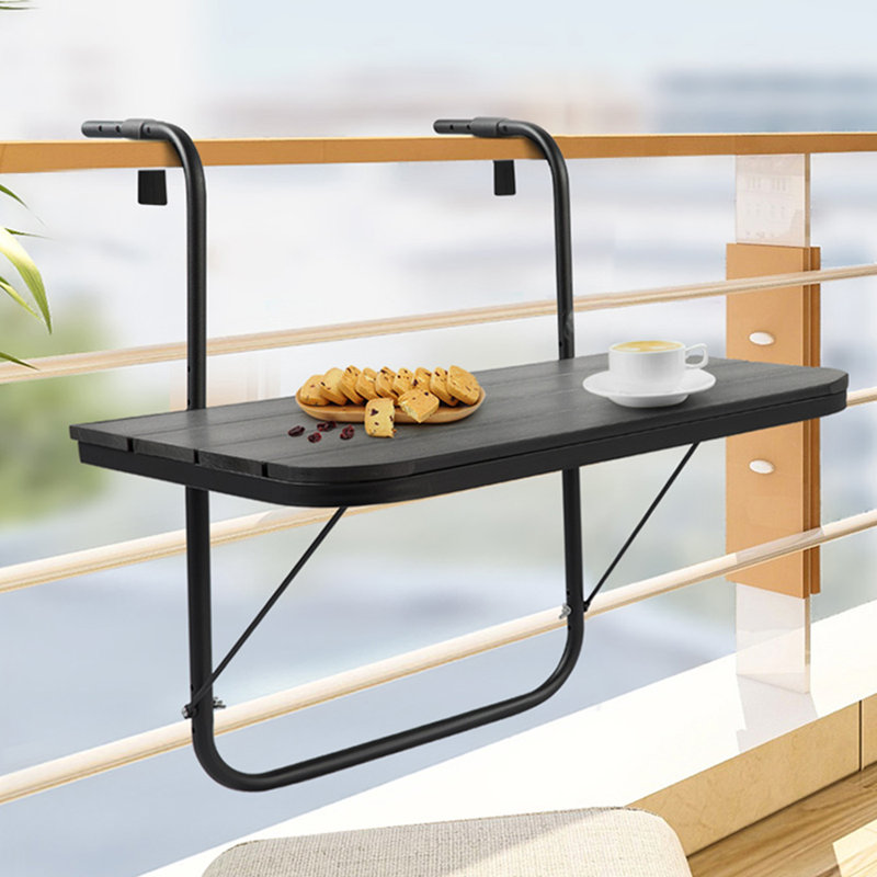 Burgel Rectangular Metal Folding Outdoor Balcony Table , 23.6'' in. W 15.7'' in. D, Black