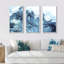 Turquoise, liquide, art moderne, ensemble de 3 toiles encadrées-207032-207033