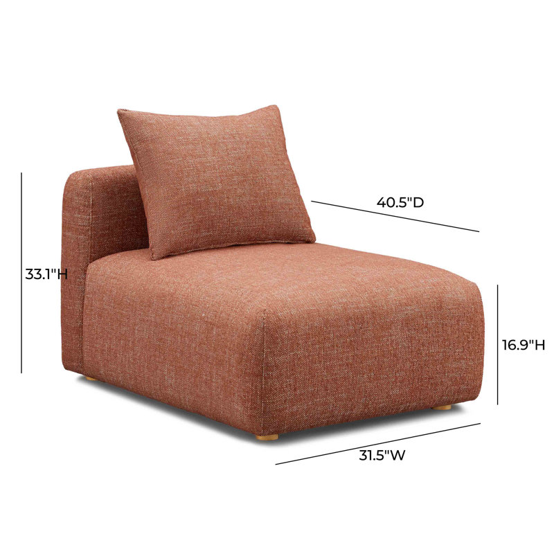 Chaise sans accoudoirs modulaire Hangover, Tissu rouge texturé