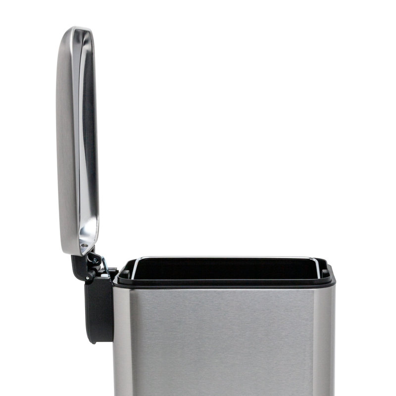 Qualiazero 1.3 Gallon Stainless Steel Slim Step On Bathroom Trash Can, Silver