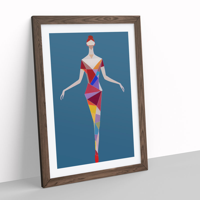 Abstract Ballerina No.1 - Single Picture Frame Print, 64cm H x 46cm W x 2cm D, Walnut