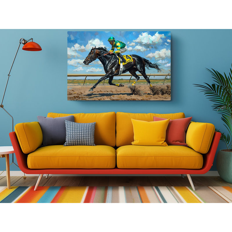 Reproduction de peinture, "Jockey Riding a Horse", art mural moderne pour la maison et le bureau, H 24 po x l 36 po