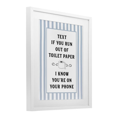 Text For Toilet Paper Stripes Framed Print Under Glass, design by Lettered and Lined