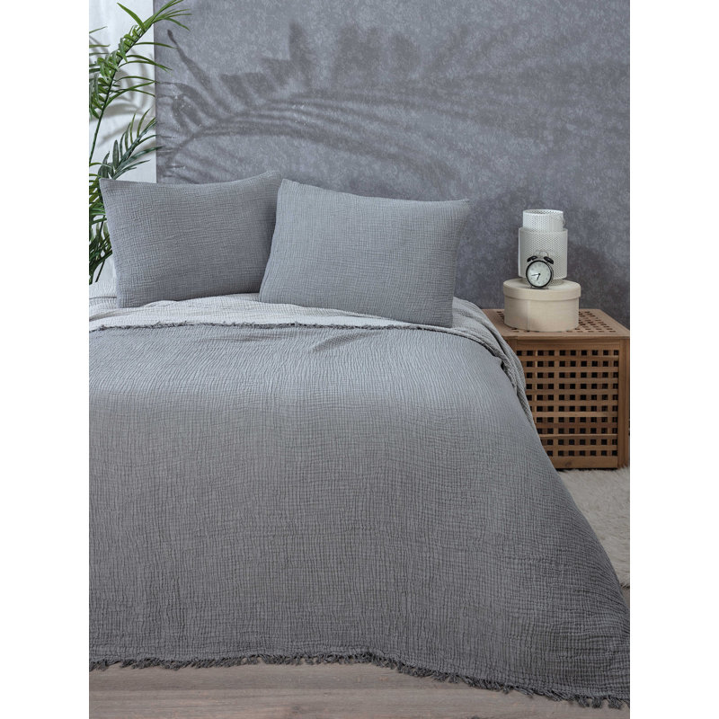 Muslin Shams Cotton Sham Set, Standard/Twin, Anthracite