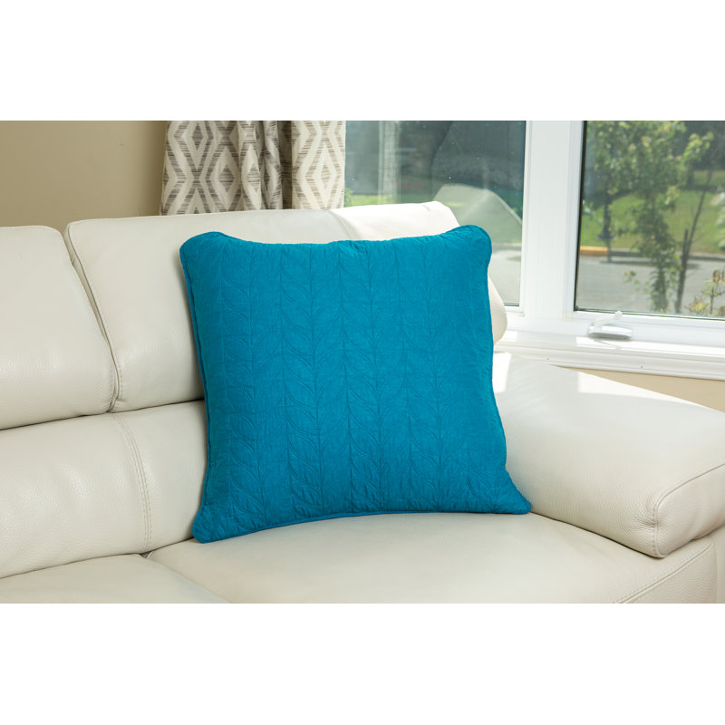 Coussin européen en coton Leaf Leaf , Bleu sarcelle